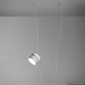 Lampy sufitowe - FLOS Lampa wisząca AIM, możliwość ściemniania, biały / opal, salon / jadalnia, aluminium, design - miniaturka - grafika 1