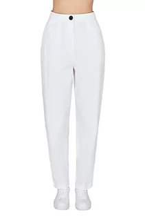 Spodnie damskie - Armani Exchange Damskie spodnie Sustainable, przód i tył, metalowe zapięcie na guziki Casual Pants, Optic. biały, M - grafika 1