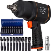 Klucze pneumatyczne - Klucz udarowy pneumatyczny kompozytowy 1/2" 1600Nm BJC + Nasadki 10-19mm 20szt. - miniaturka - grafika 1