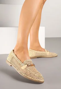 Beżowe Mokasyny Loafersy z Ażurową Cholewką Kolarila - Mokasyny damskie - miniaturka - grafika 1