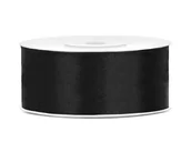 Pasmanteria - Party Deco Tasiemka satynowa, czarna, 25 mm / 25 m, 1 szt. TS25-010 - miniaturka - grafika 1