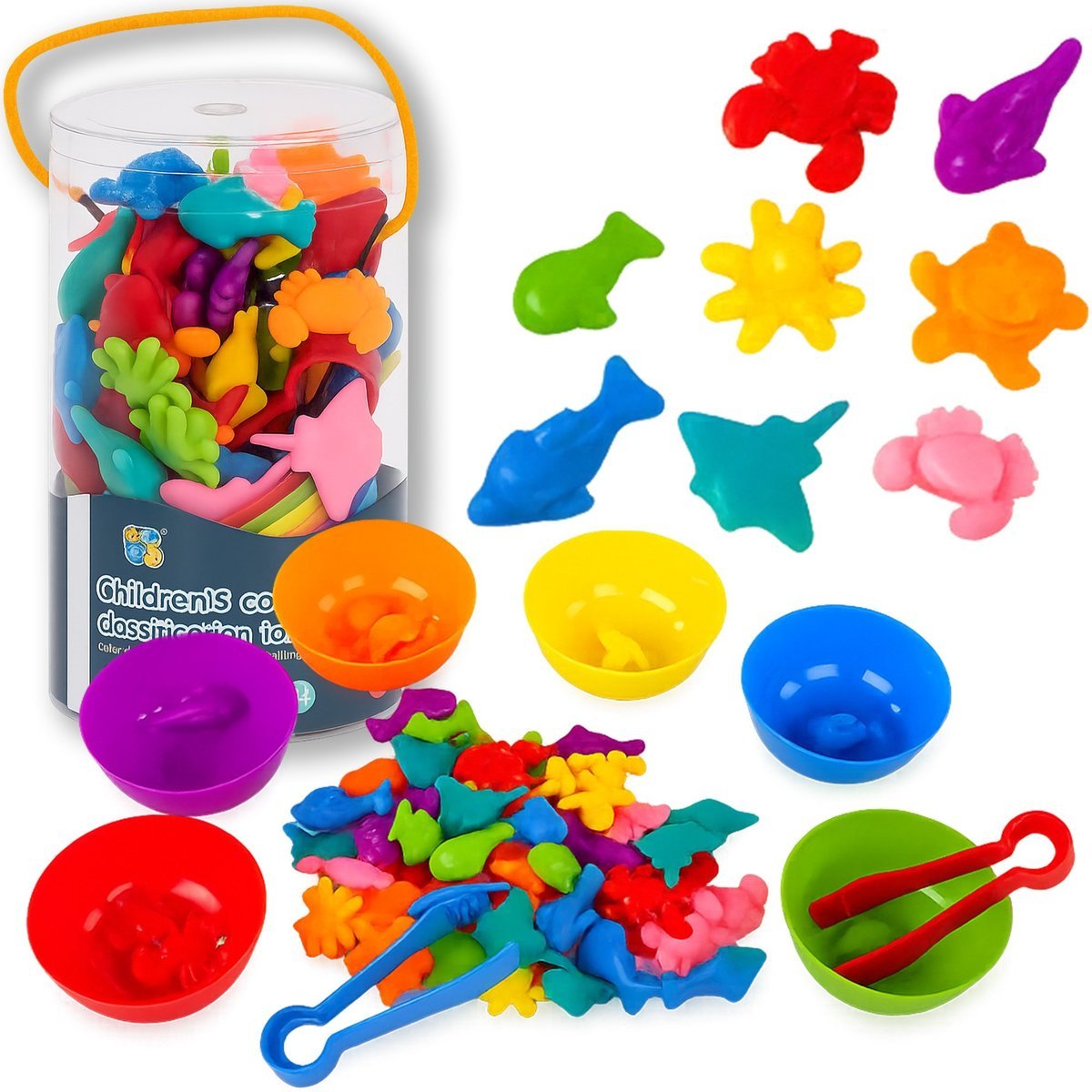 Gra Zwierzątka Nauka Kolorów Liczenia Chwytania Montessori Edukacyjna 56El