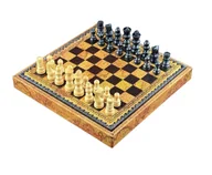 Gry planszowe - Premium Włoskie Szachy Italfama Palisandro Dorato -Drewniane Figury + Skórzana Plansza - miniaturka - grafika 1