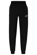 Spodenki męskie - HUGO Varsity Pants męskie spodnie do biegania ze stretchu bawełny z wyszywanym logo, czarny (Black1), S - miniaturka - grafika 1