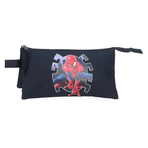 Joumma Marvel Spiderman Attack Pokrowiec Trzyosobowy Czarny 22x12x5 cms Poliester, czarny, Potrójne etui