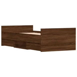 Rama łóżka z wezgłowiem i zanóżkiem, brązowy dąb, 100x200 cm Lumarko! - Łóżka - miniaturka - grafika 5