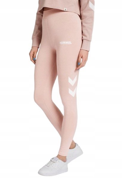 Hummel Sportowe Legginsy Różówe Z Logo Xs Pui