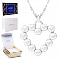 Łańcuszki - Naszyjnik srebrny łańcuszek 925 z Sercem Perłami Serce Białe Perły Korale - miniaturka - grafika 1