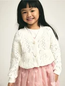 Bluzy dla dziewczynek - Reserved - Ażurowy kardigan - złamana biel - miniaturka - grafika 1