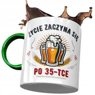 Kubki - Kubek Zielony na Urodziny 35 35te 35-te Prezent z Nadrukiem ze Zdjęciem + Opakowanie na prezent (wzór 01) - miniaturka - grafika 1