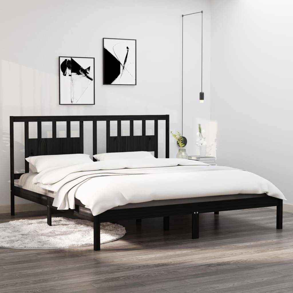 Łóżko z litego drewna sosna czarna 200x200 cm