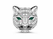 Rodowany srebrny charms do pandora głowa kota cat kotek cyrkonie srebro 925 NEW196