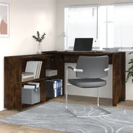 Biurka - Vidaxl biurko narożne, przydymiony dąb, materiał drewnopochodny - miniaturka - grafika 1