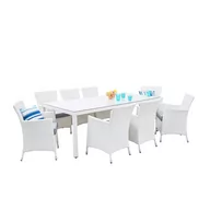 Meble ogrodowe - Beliani Zestaw ogrodowy rattanowy stół i 8 krzeseł biały ITALY 58167 - miniaturka - grafika 1