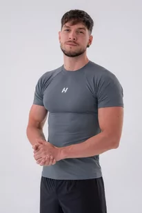 NEBBIA Koszulka męska Slim-fit Grey M - Koszulki sportowe męskie - miniaturka - grafika 1