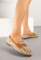 Mokasyny damskie - Brązowe Mokasyny z Imitacji Zamszu Zdobione Elegancką Klamerką Nusathia - miniaturka - grafika 1