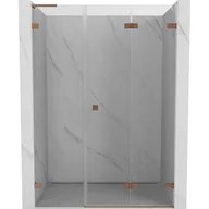 Ścianki i drzwi prysznicowe - Mexen Lunar-F L drzwi prysznicowe składane prawe 135 cm, transparent, miedź szczotkowana - 836SL-135-050-65-00-P - miniaturka - grafika 1