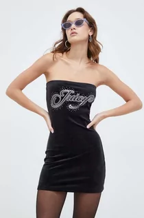 Sukienki - Juicy Couture sukienka welurowa kolor czarny mini dopasowana - grafika 1