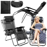 Leżaki ogrodowe - Fotel ogrodowy leżak plażowy grawitacyjny Nigra z podstawką - miniaturka - grafika 1