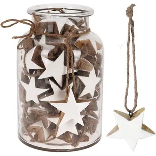 Zawieszka gwiazda drewniana biało-brązowa 6,5 cm - Ozdoby bożonarodzeniowe - miniaturka - grafika 1