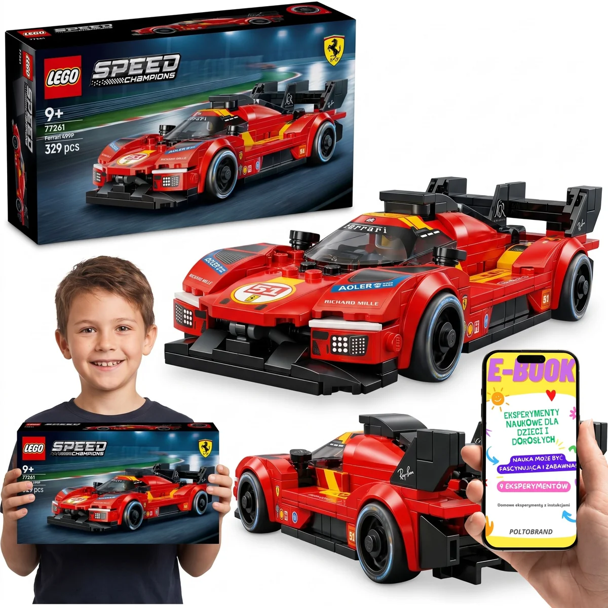 LEGO Speed Champions Ferrari 499P 77261 Model Samochodu Wyścigowego 329 el. Auto lego prezent