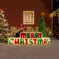 Ozdoby bożonarodzeniowe - vidaXL Nadmuchiwany napis „Merry Christmas” z LED, 197 cm - miniaturka - grafika 1