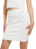Spódnice - Guess Biała Ołówkowa Spódnica z Prążkowanej Wiskozy M Gma - miniaturka - grafika 1