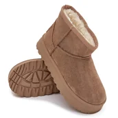 Śniegowce damskie - Śniegowce Dziecięce Ocieplane Futerkiem SS374020 Beżowe-33 - miniaturka - grafika 1