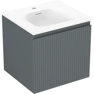 Mexen Rivel szafka łazienkowa 50 cm z umywalką Vela, 1 szuflada, ryflowana , grafit mat/biała mat - 91A20-05047-1-BF66-W23M01 - Szafki łazienkowe - miniaturka - grafika 1