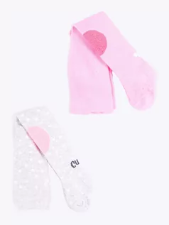 Rajstopy dziecięce - Rajstopy dziewczęce do raczkowania ABS szare i różowe 2PAK - grafika 1