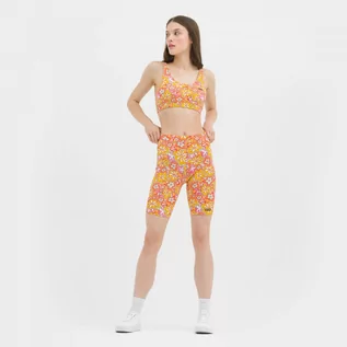 Spodnie sportowe damskie - Damskie kolarki z nadrukiem Vans Flying V Print Legging Shorts - pomarańczowe - VANS - grafika 1