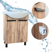 Szafki łazienkowe - Szafka Stojąca do Łazienki Dąb Złoty z Umywalką 60 Uchwyty Czarne Metalowe - miniaturka - grafika 1