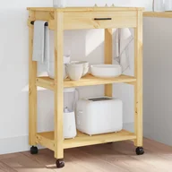 Wózki kuchenne - Wózek kuchenny MONZA 60x40x90 cm lite drewno sosnowe - miniaturka - grafika 1