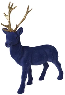 Renifer welurowy, granatowy, mały, 19x5,5x26,5 cm - Ozdoby bożonarodzeniowe - miniaturka - grafika 1