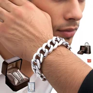 Bransolety męskie - Srebrna BRANSOLETA Męska DIAMENTOWANA 11mm Pancerka SREBRO pr. 925 PEŁNA - miniaturka - grafika 1