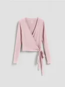 Bluzki damskie - Reserved - Kopertowa bluzka z modalem - różowy - miniaturka - grafika 1