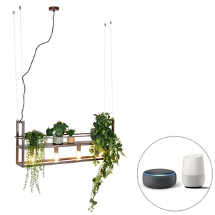 QAZQA Inteligentna lampa wisząca rdzawobrązowa ze stojakiem  w tym 4 Wifi A60 - Cage Rack - Lampy sufitowe - miniaturka - grafika 1