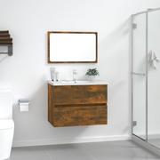 Meble łazienkowe - Lumarko 2-częściowy zestaw mebli łazienkowych, przydymiony dąb - miniaturka - grafika 1