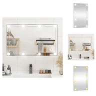 Lustra - vidaXL Lustro ścienne z oświetleniem LED 50x80 cm szklane prostokątne - Lustro - miniaturka - grafika 1