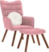 Fotele - VidaXL Fotel z podnóżkiem, różowy, obity aksamitem - miniaturka - grafika 1