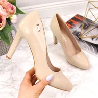 Czółenka - Czółenka damskie matowe na obcasie nude Sergio Leone 1457 - miniaturka - grafika 1