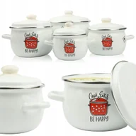 Zestawy garnków i patelni - Zestaw 4 Garnków Emaliowanych Z Pokrywami Tradycyjne Garnki Emaliowane - miniaturka - grafika 1