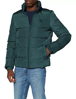 Kurtki męskie - Urban Classics Męska kurtka puchowa z kapturem, kurtka zimowa, pikowana kurtka z podszewką z odpinanym kapturem, w wielu kolorach, rozmiary S-5XL, zielony butelkowy, M - grafika 1