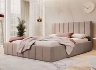Łóżka - Łóżko tapicerowane z pojemnikiem SFG0116P | 140x200 | Welur | Ciemny beżowy - miniaturka - grafika 1