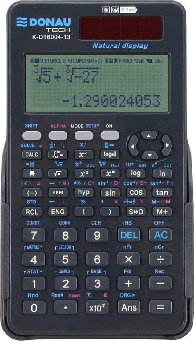 Kalkulator Donau Kalkulator naukowy TECH, natur. zapis, 417 funkcji, 150x85x19 mm, grafitowy