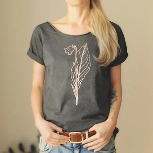 Konwalia rose gold Szara czeko Krótki Oversize - Koszule damskie - miniaturka - grafika 1