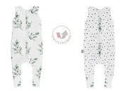 Śpiworki dla dzieci - Sleepee Dwustronny Śpiworek Z Nóżkami (1-2 Lata) Eukaliptus/Czarne_Kropki - miniaturka - grafika 1