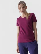 Koszulki sportowe damskie - Damski t-shirt basic 4F 4FWMM00TTSHF1845 - fioletowy - miniaturka - grafika 1