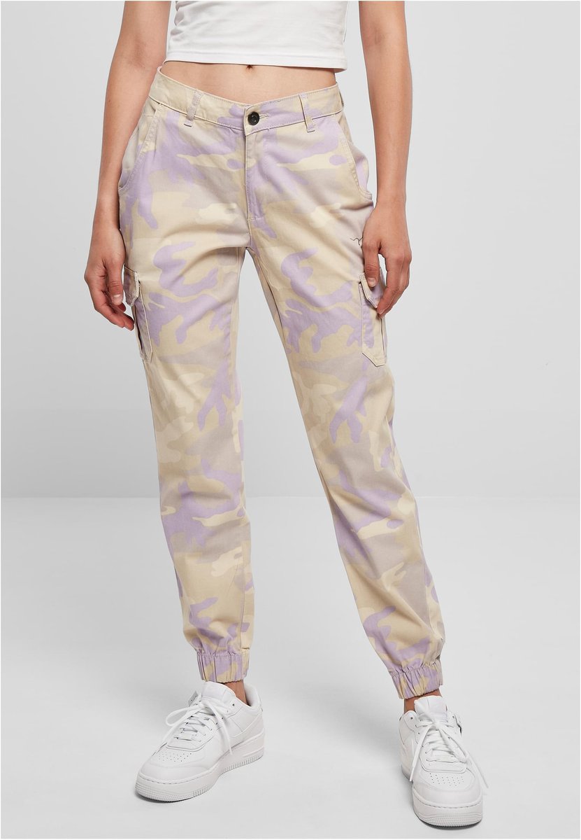 spodnie bojówki damskie HIGH WAIST CAMO lilaccamo-30