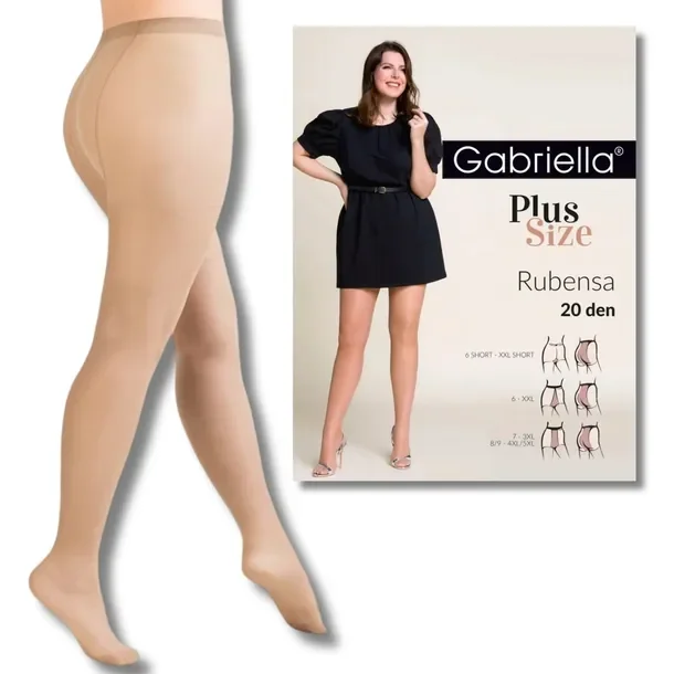 Rajstopy PLUS SIZE Gabriella Rubensa 20 den beżowe r8/9 obwód 164-204